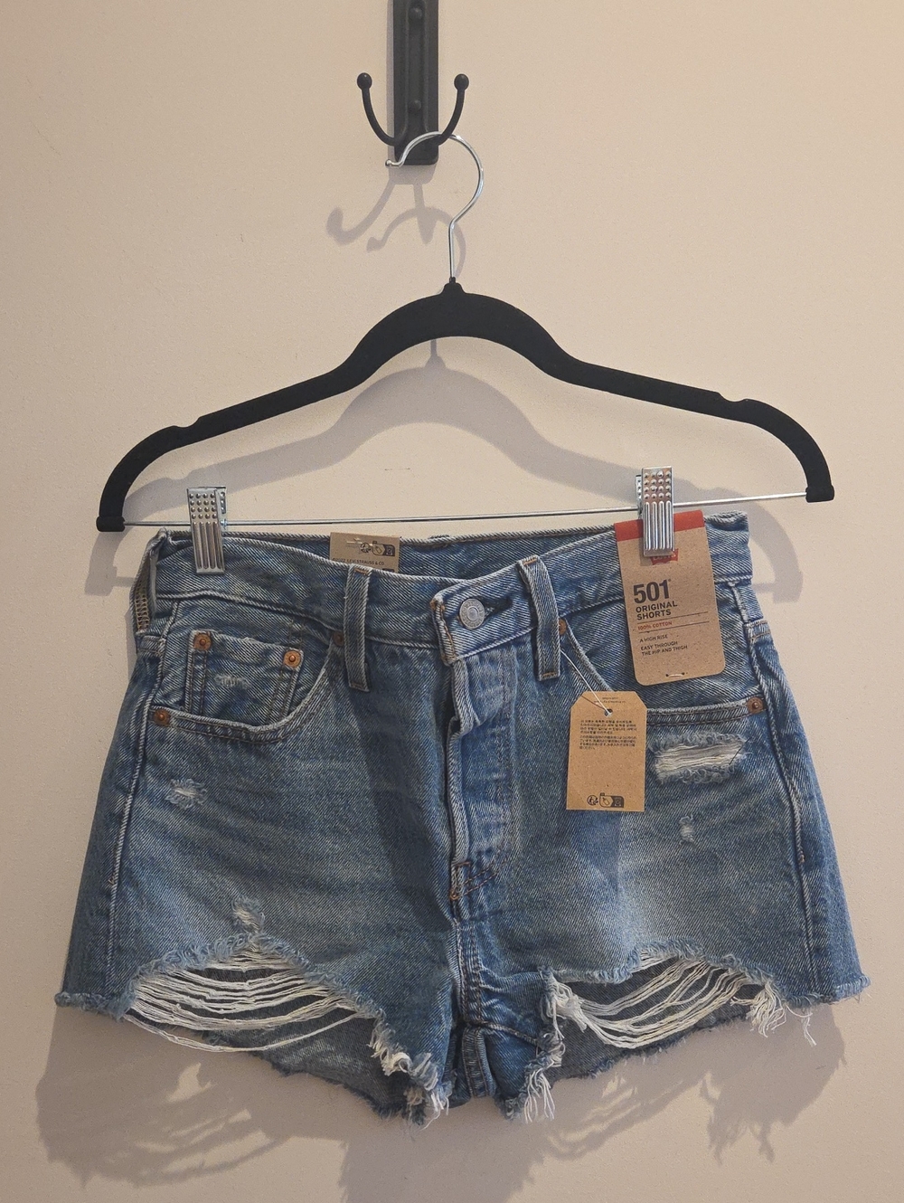 Levi's Light Blue Distressed Denim Jean Shorts